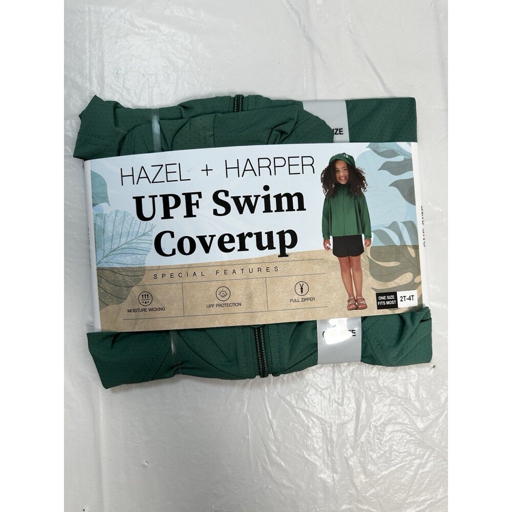 HAZEL + HARPER Swim Coverup Green Full Zipper One Size 2T-4T UPF NEW